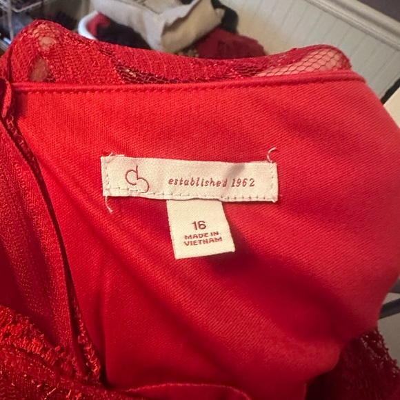 Sleeveless Red Lace A Line Dress - Picture 4 of 4